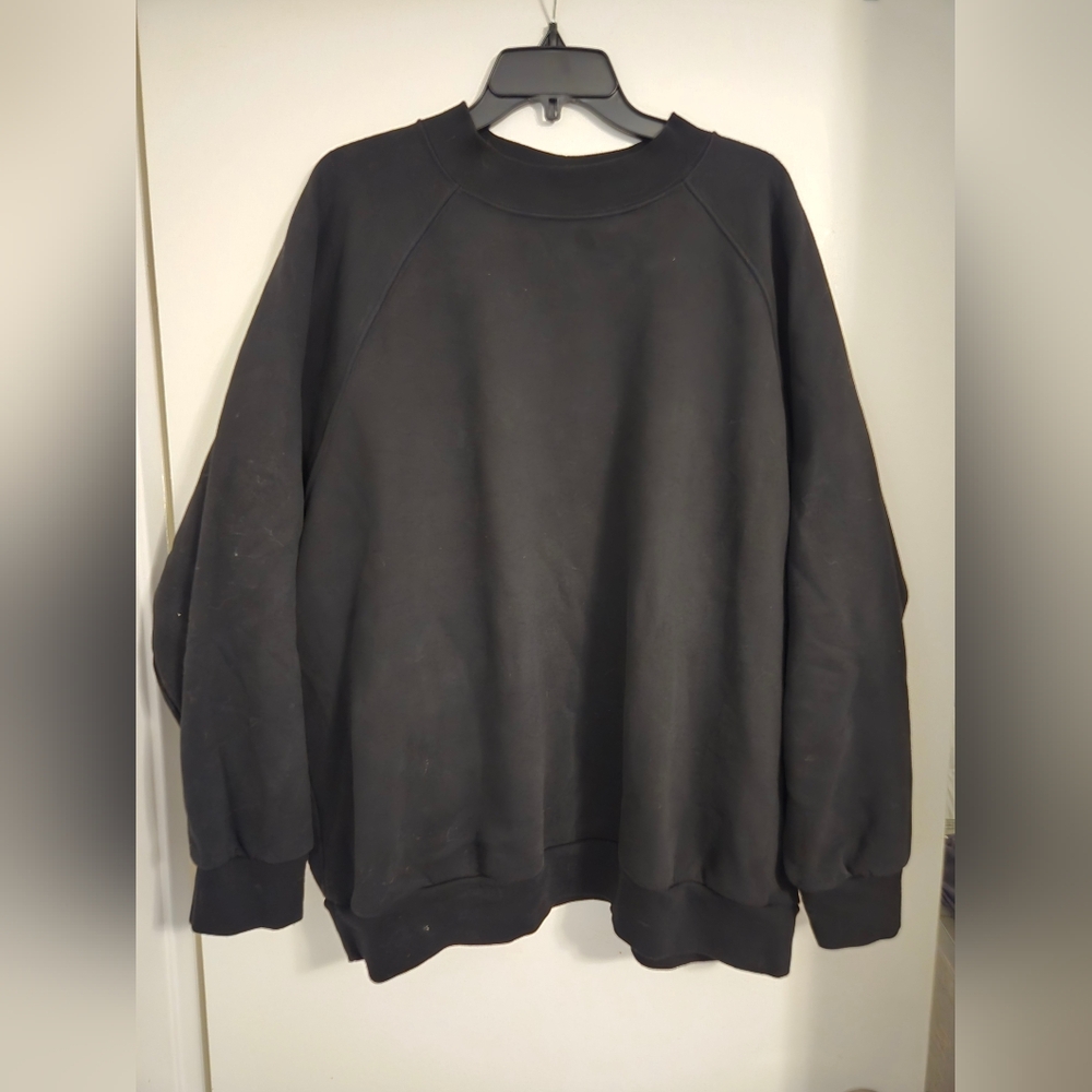 GAP VintageSoft Oversized Raglan Black Crewneck Sweatshirt - Picture 2 of 6